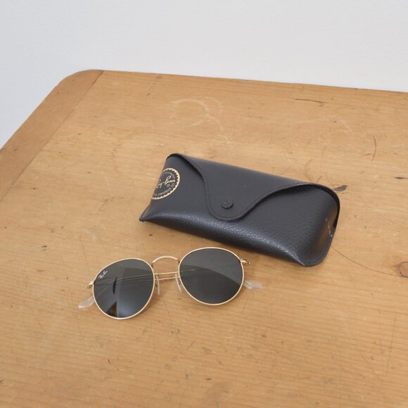 rayban gold round metal sunglasses
